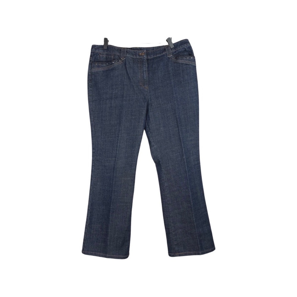 Anne Klein Women's High Rise Pleated Boot Cut Jeans Size 14